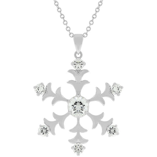 Rhodium Plated Snowflake Pendant by Smith Distributors
