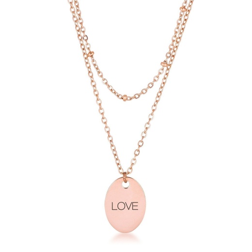 Rose Gold Plated Double Chain Love Necklace - Smith Distributors