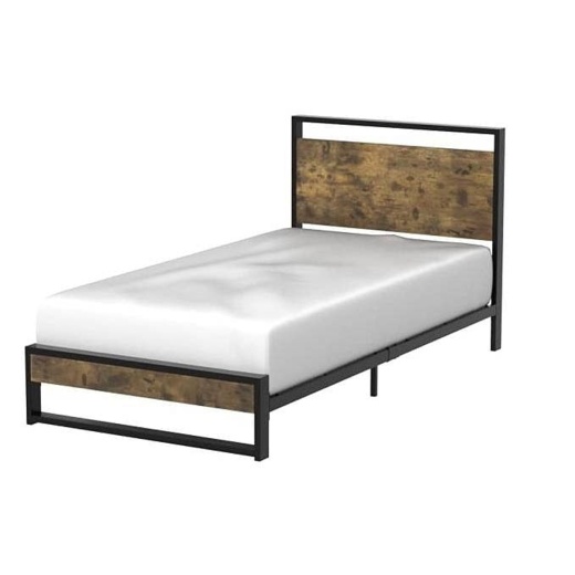 Twin Modern Farmhouse Platform Bed Frame with Wood Panel Headboard ...