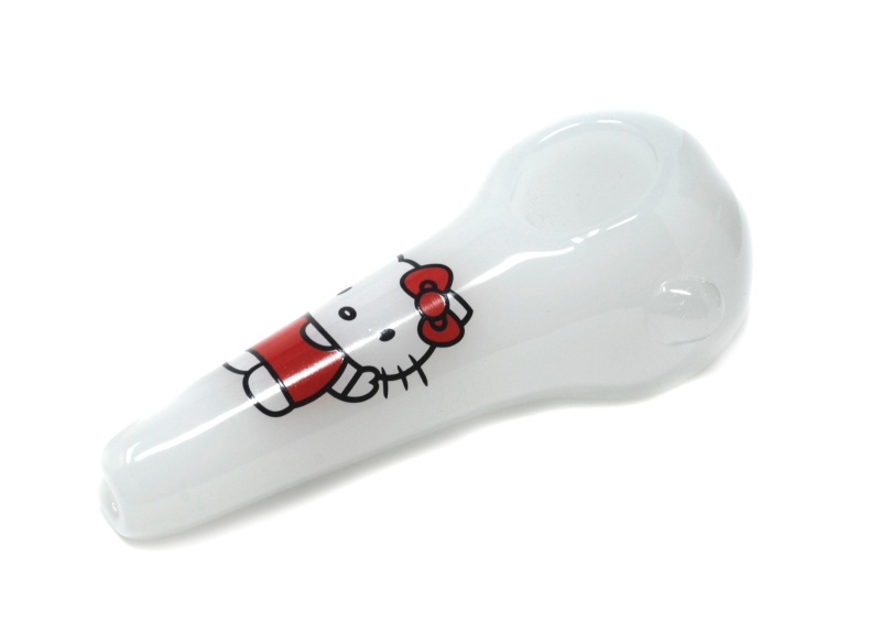 4 Milky White Hello Kitty Spoon Glass Hand Pipe 