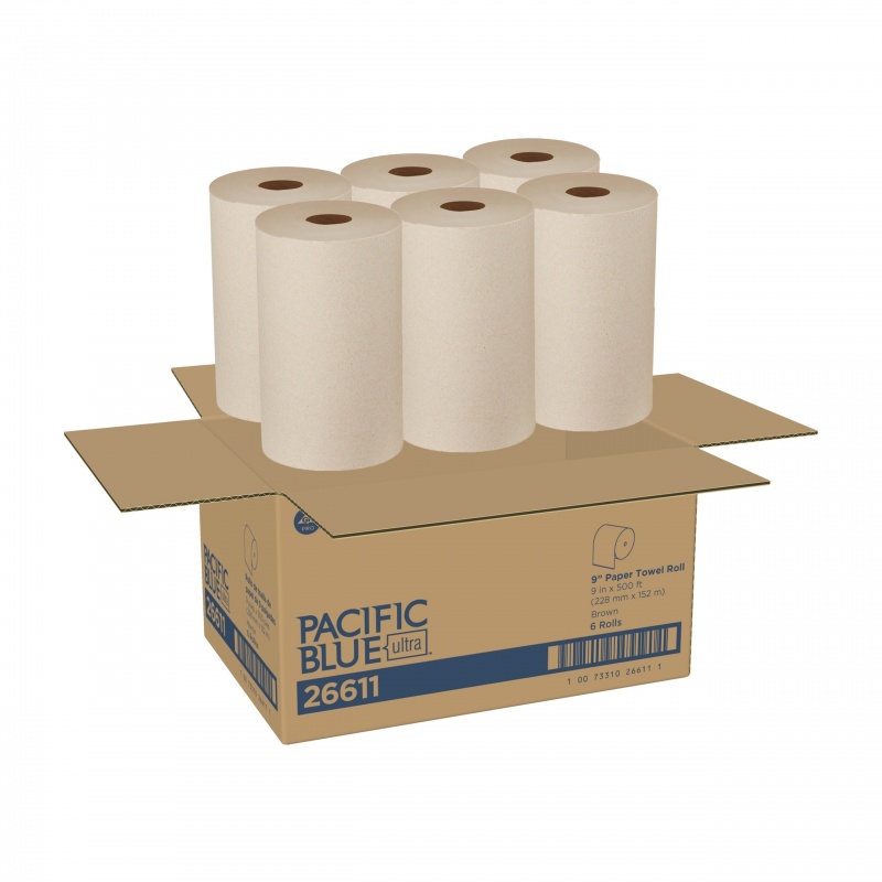Pacific Blue Ultra Paper Towel Brown Roll 6 X 9 Inch Continuous Sheet