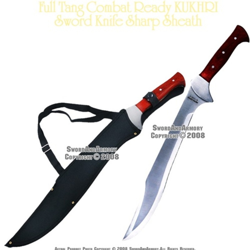 Full Tang Machete Combat Kukhri Sword Fixed Blade With Sheath
