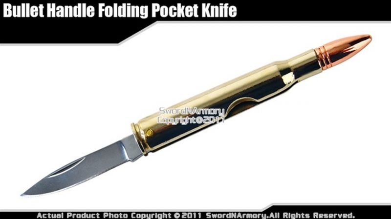 Bullet Handle Folding Pocket Knife Stainless Steel Blade