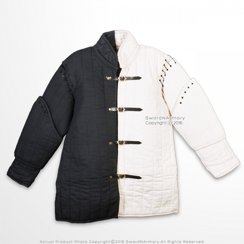 XL Size Black & White Medieval Type I Gambeson