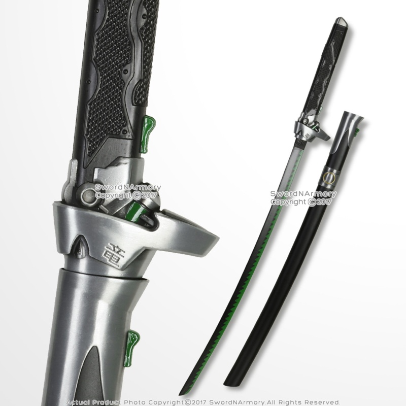 41" Genji Green Shimada Sword Ow Steel Cosplay Larp Video Game Weapon Costume