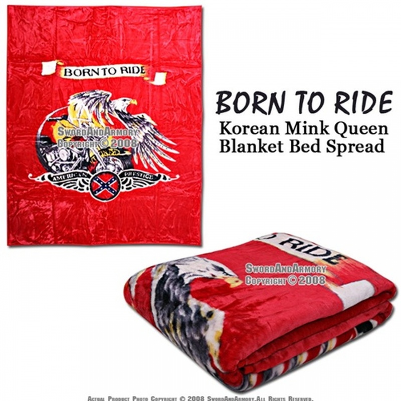 79X94 Rebel Csa Confederate Born To Ride Korean Mink Queen Blanket Fleece Throw