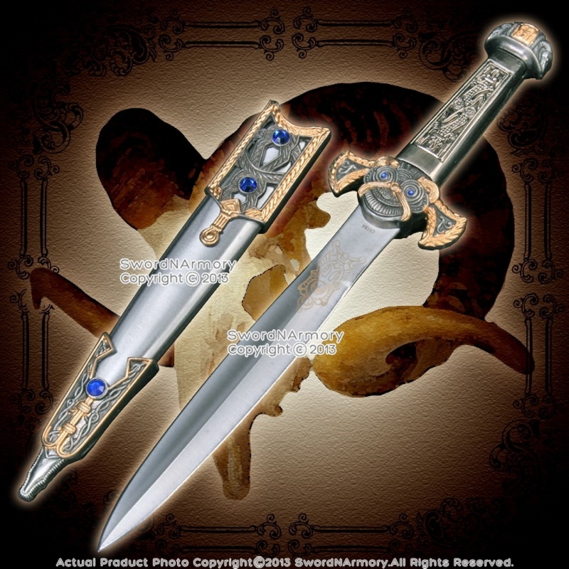 Roman Legion Soldier Short Sword Elite Historical Dagger W/ Blue Jewery Larp