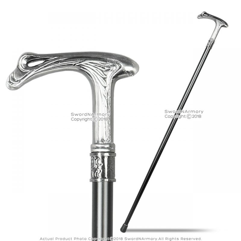 37" Feather Style Cane Gentleman's Walking Stick W/ Metal Shaft And Rubber Tip