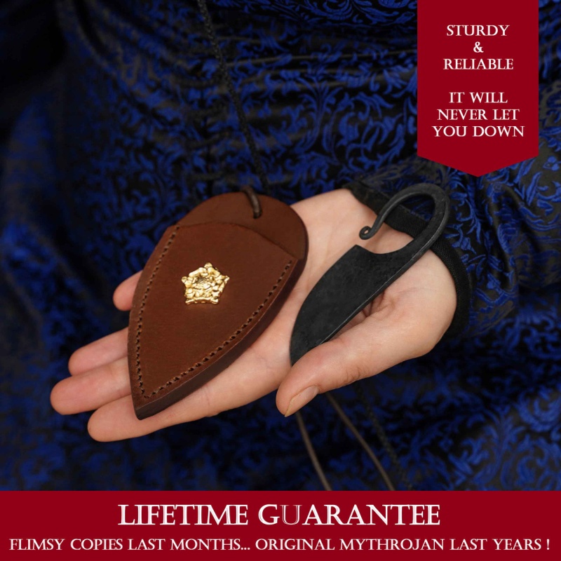 Mythrojan Celtic Ring Knife Hand Forged Necklace Knife With Brown Leather Sheath