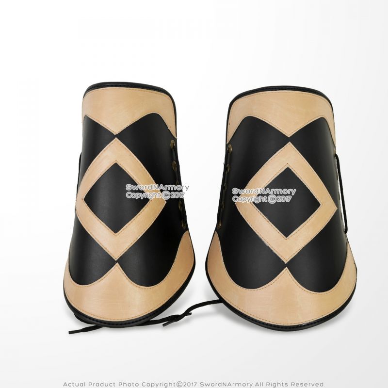 Set Of 2 Medieval Knight Ornamental Leather Bracer Larp Cosplay Renaissance Fair