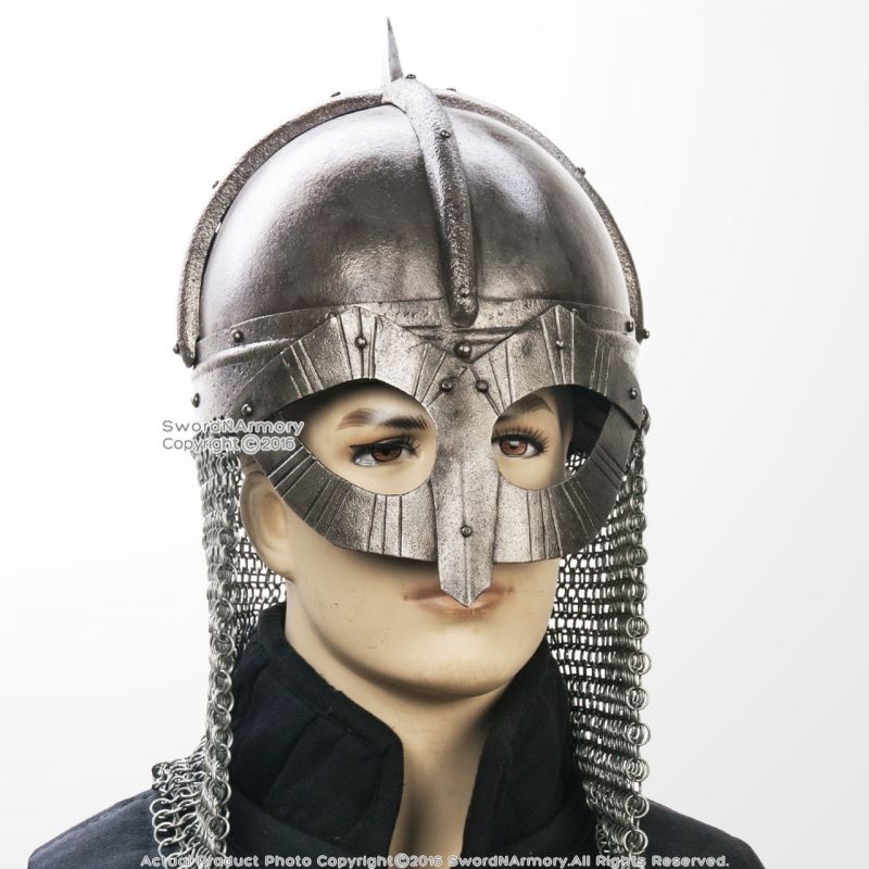 Gjermundbu 16G Steel Functional Viking Helmet With Chainmail Coif Leather Liner