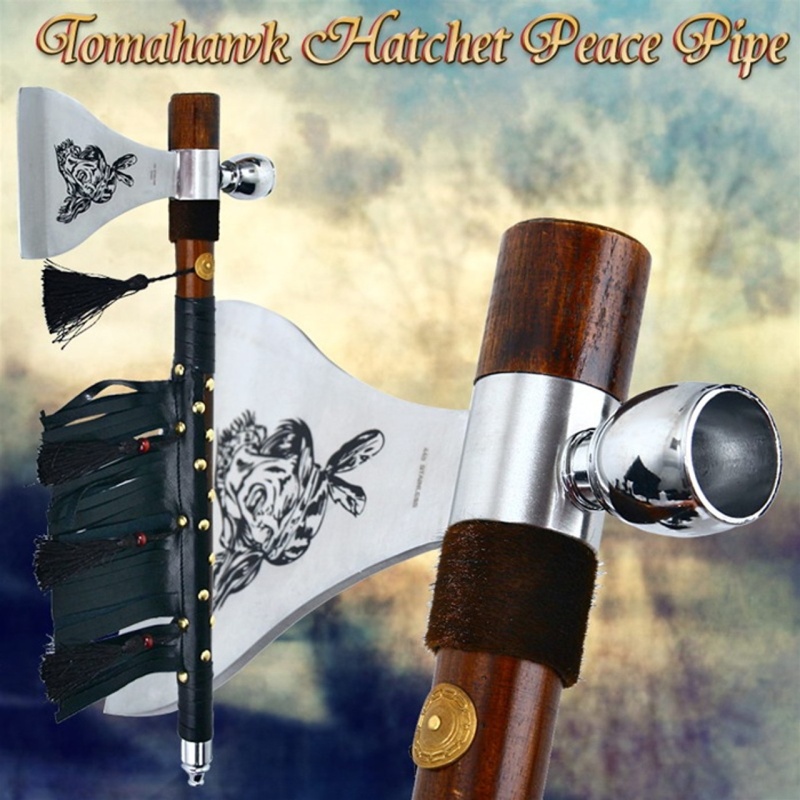 Tomahawk Hatchet Native Indian Chief Axe Functional Smoking Tabacco Peace Pipe 1