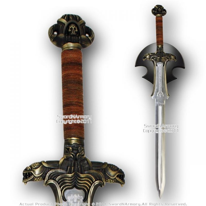 Saxon Barbarian Fantasy Medieval Battle Sword With Wooden Display Plaque Cosplay