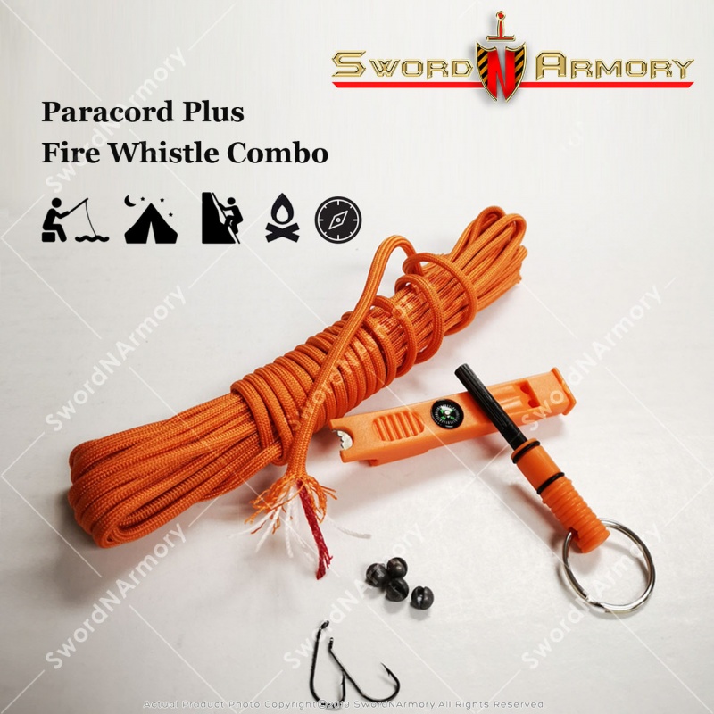 Munetoshi Orange 25" 550 Paracord with Firecord