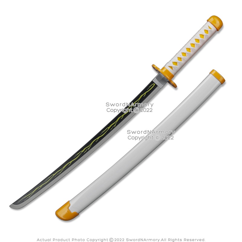 Zenitsu Agatsuma 30" Plastic Child-Sized Demon Katana Samurai Sword Cosplay