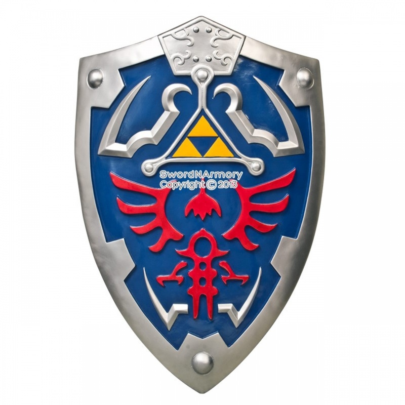 24.5" Long Blue Large Link Hylian Shield Legend Of Zelda W/ Sword Holder & Strap
