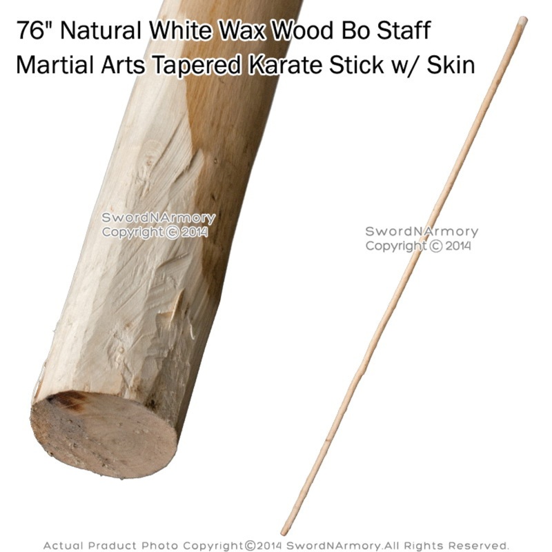 76" Natural White Wax Wood Bo Staff Martial Arts Tapered Karate Stick