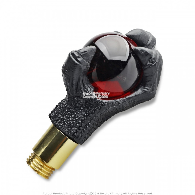 36.5 " Fantasy Black Hawk Talon Claw With Red Crystal Ball Handle