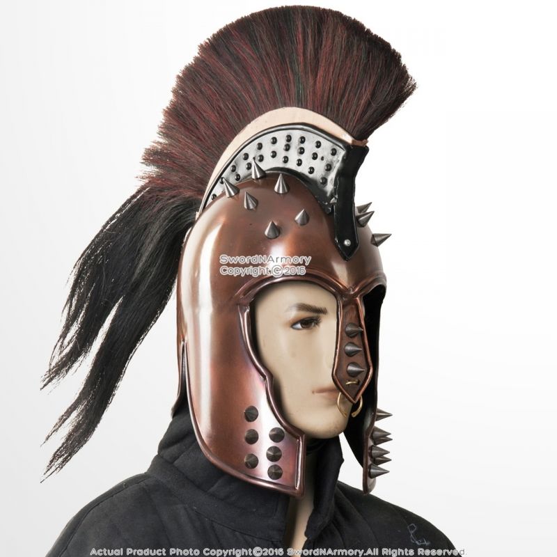 Copper Coated Punk Greek Trojan Corinthian Helmet With Spikes Wild Wild West