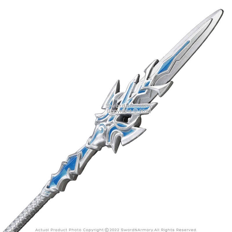 39" Silver Blue Fantasy Spear Staff Foam Anime Video Game Cosplay