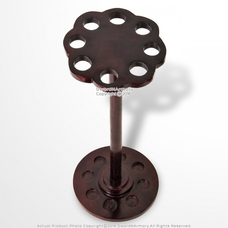 22" Tall Solid Mango Wood 8 Gentlemen's Walking Cane Holder Stand Display Rack