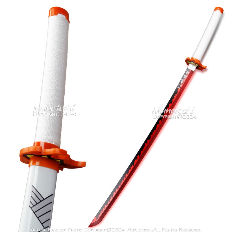 40" Led Light Plastic Rengoku Kyojuro Nichirin Katana Samurai Sword Demon Anime