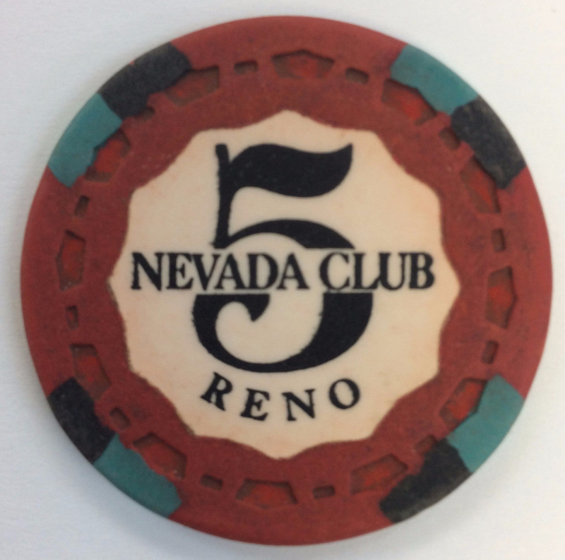 Nevada Club Casino Reno Nevada $5 Chip 1969 Circulated