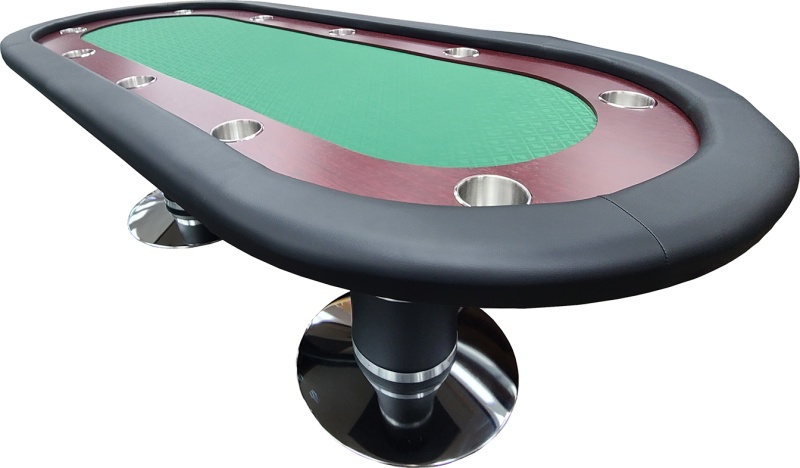 96" Poker Table With Speedcloth Drink Holders And Pedestal Legs