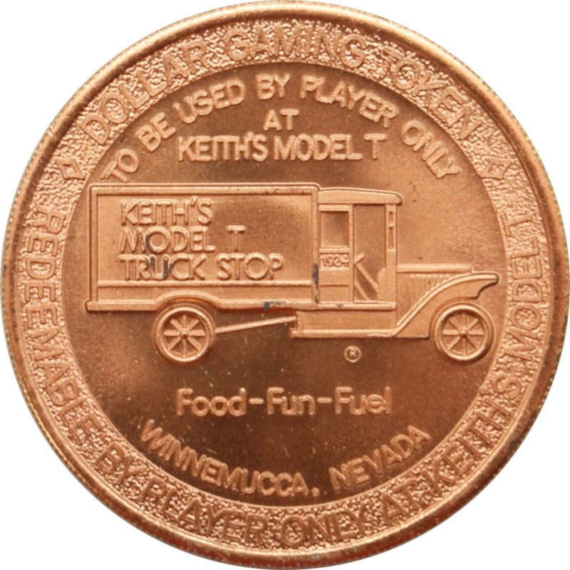 Keith's Model T Truck Stop Casino Nevada $1 Token 1969 First Moon Landing