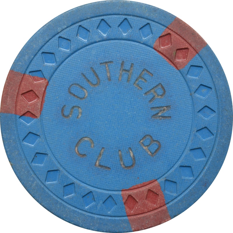 Southern Club Illegal Casino Hot Springs Arkansas $5 Chip Blue With Red Edgespots
