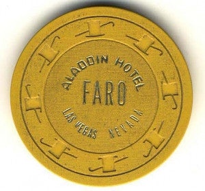 Aladdin Casino Las Vegas Nevada Mustard Faro Chip 1970