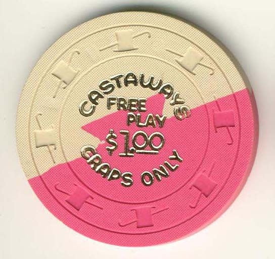 Castaways Casino Las Vegas Nevada $1 Free Play Chip 1963