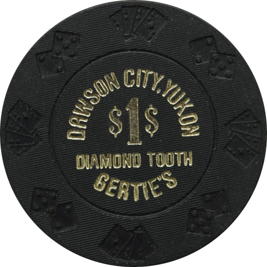 Diamond Tooth Gertie's Casino Dawson City Yukon Canada $1 Black DieCar Chip
