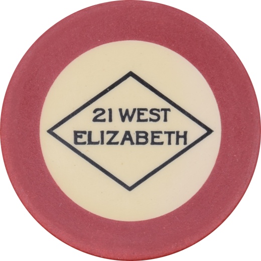 21 West Elizabeth Illegal Casino Detroit Michigan Red 1 Chip 1923
