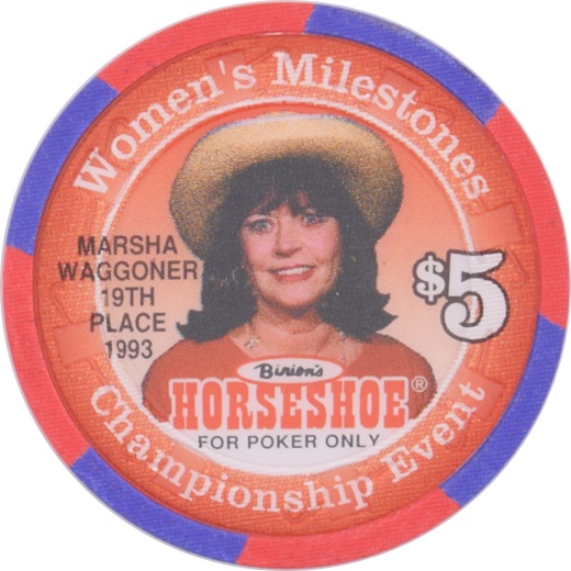Horseshoe Club (Binion's) Casino Las Vegas Nevada $5 Marsha Waggoner Chip 1996 - Authentic Paulson Chip