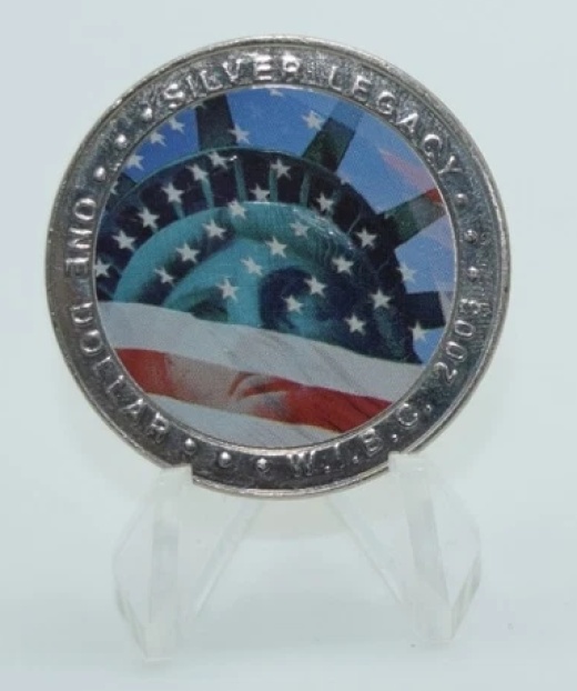 Casino Token - Silver Legacy $1 Token Reno Nevada Freedom Flag 2003