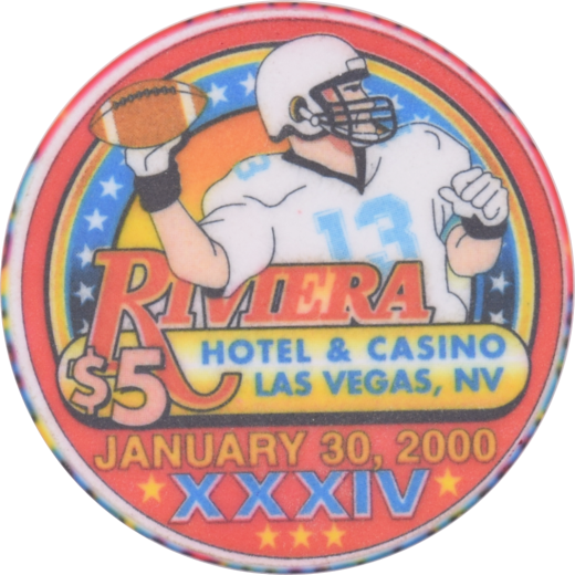 Riviera Casino Las Vegas Nevada $5 January 30, 2000 Xxxiv Chip #1