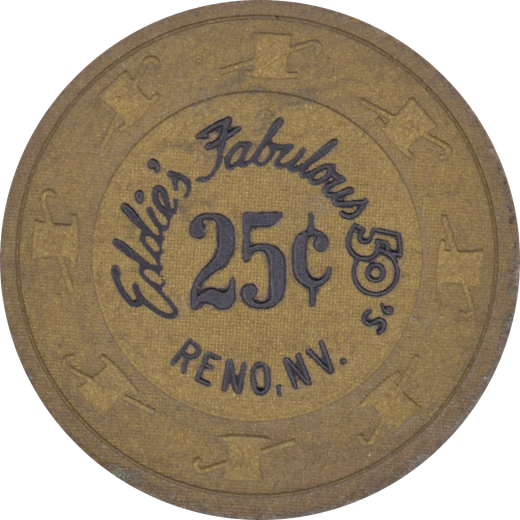 Eddie's Fabulous 50S Casino Reno Nevada 25 Cent Chip 1987
