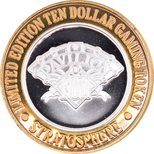 Stratosphere Casino Las Vegas Nevada "Pavilion Of Fun" $10 Silver Strike .999 Fine Silver 1996
