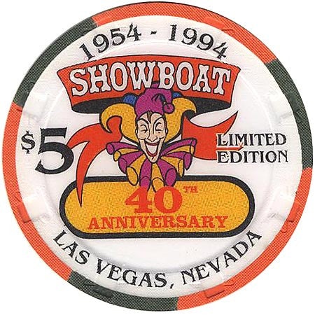 Showboat Casino Las Vegas Nevada 40Th Anniversary $5 Chip 1994