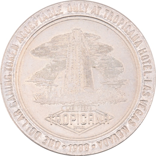 Tropicana Casino Las Vegas Nevada $1 Token 1988