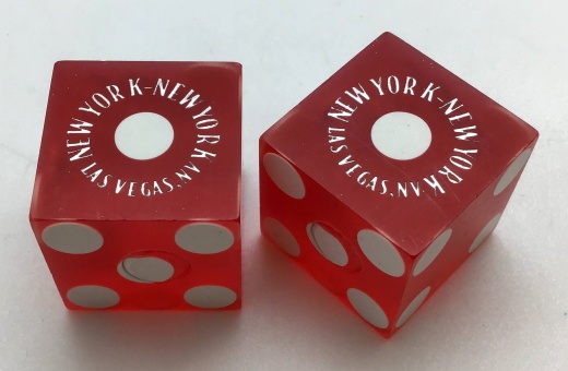 New York New York Las Vegas Nevada Dice Pair Red Matching Numbers