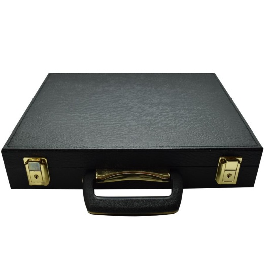 Spinettis Gaming Supplies 500+ Poker Chip Heavy Duty Faux Black Leather Case