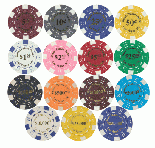 Desert Palace Casino Home Use 11.5 Gram Chip Sample Set Of 15