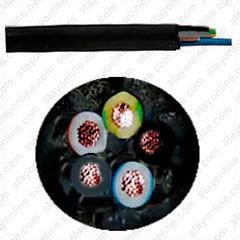 Bulk Cable Black Jacketed Harmonized Cord H07rn-F3g4.0 X 3 Conductor Color Code Green/Yellow, Blue, Brown, Black, Gray 450/700 Volt Pvc Filler, 1 Foot Length