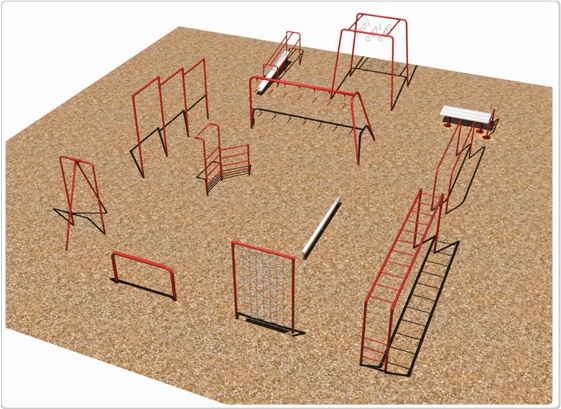 12 Fitness Course & Horizontal Ladder: Painted - Playground Equipment
