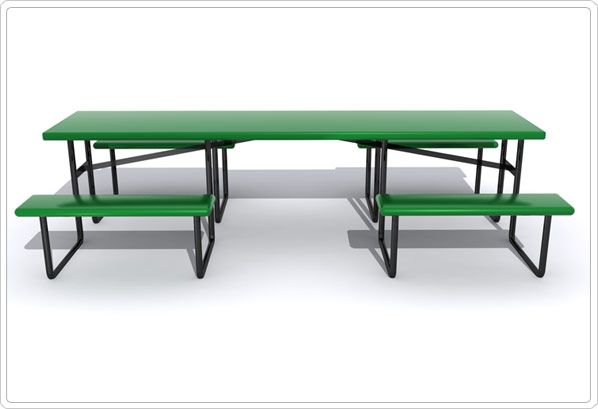 SportsPlay Wheelchair Accessible Picnic Table With Center Entry: Heavy Duty 2 3/8” OD Pipe Frames