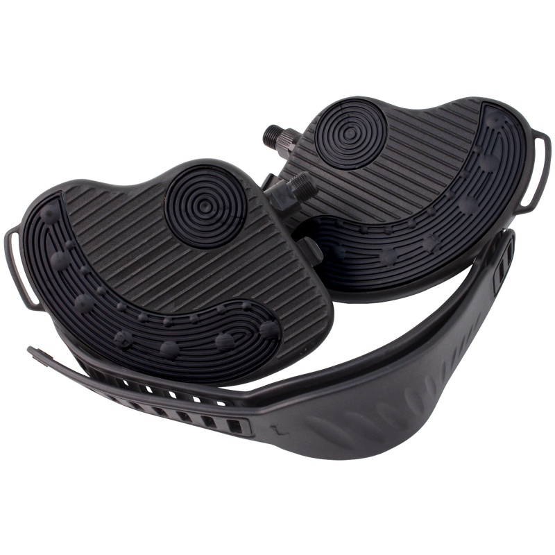 Bike Pedals, "Deluxe" Set With Straps, 9/16", Black