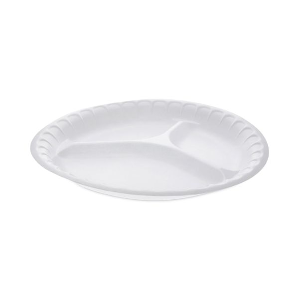 10-1/4 in. Concorde Non-Laminated 3-Compartment Foam Plastic Plates in