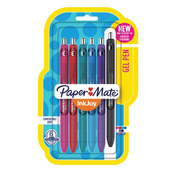 Paper Mate Inkjoy Retractable Gel Pens, Medium Point, 0.7 Mm, Assorted  Barrel Colors, Assorted Ink Colors, Pack Of 6